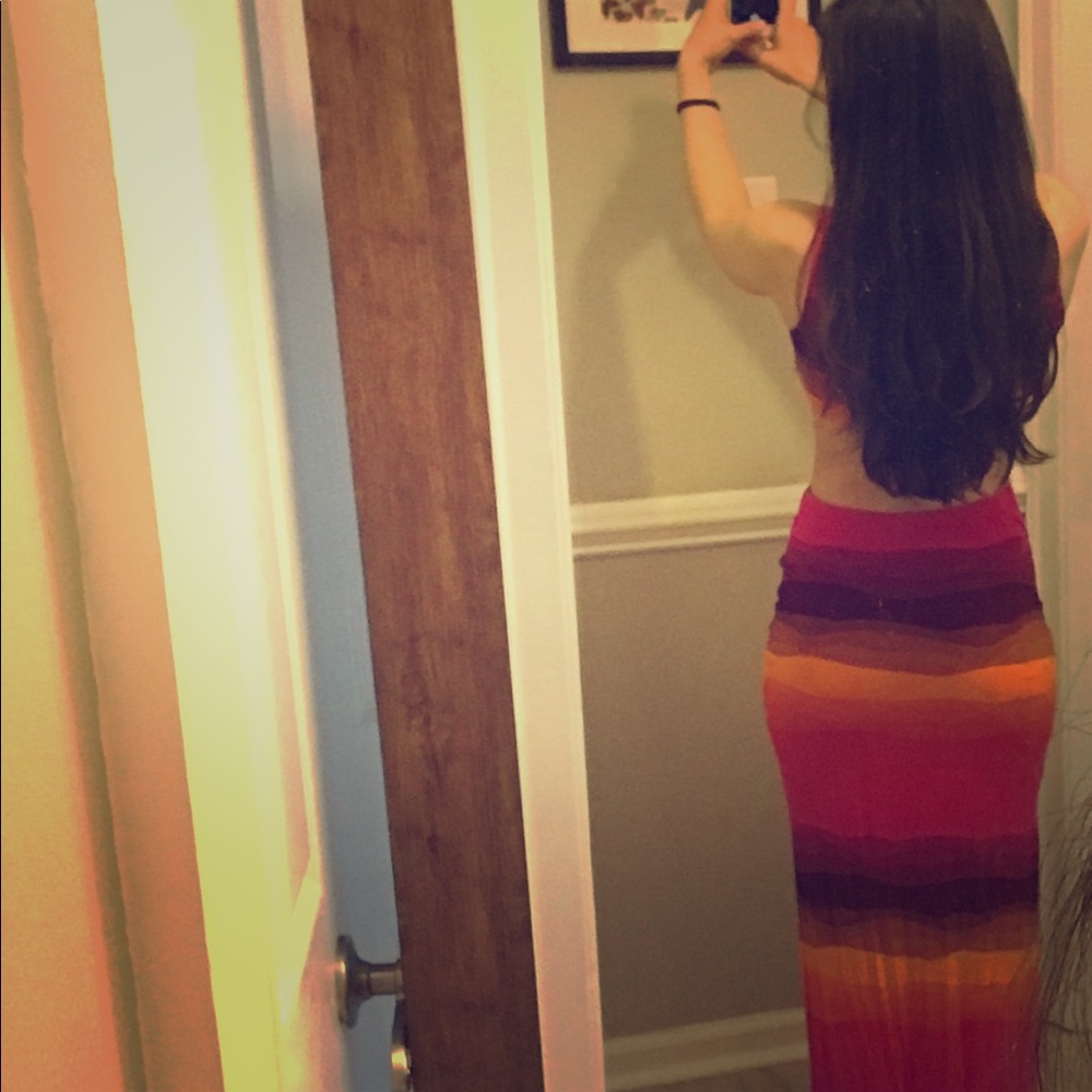 XS Bebe multicolored pink maxi dress!